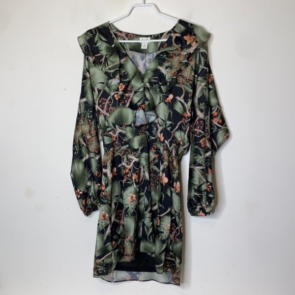 Johanna Ortiz X H&M Collab Tropical Patterned Dress with Flounce Hem Size Medium - Picture 2 of 14